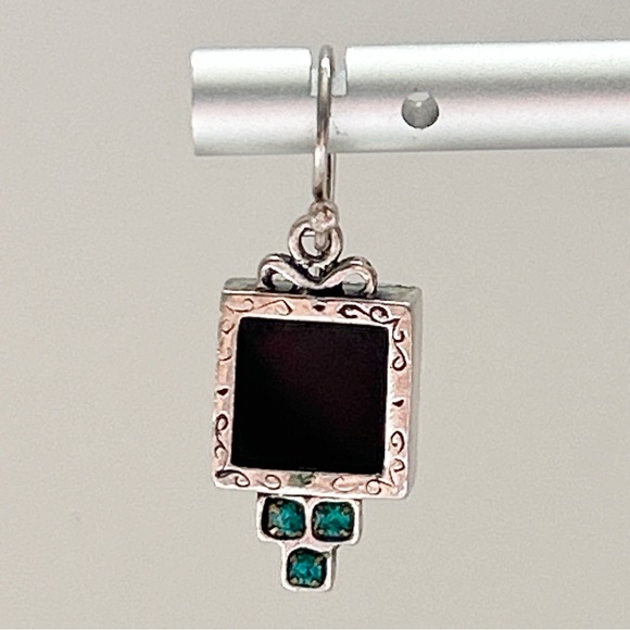 Onyx Apatite Sterling Silver Earrings - Picture 8 of 11